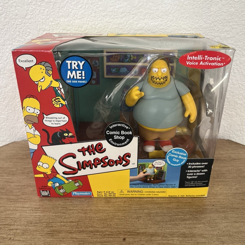 The Simpsons: Comic Book Shop w/Interactive Comic Book Guy Figure Playmates NEW